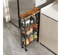 TEMU Carro de 5 Niveles, Carro de Cocina con Ruedas, con Asa, para Reducido, 13 x 45,4 x 77 cm, para Cocina, Baño, Salón, Estudio