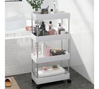 TEMU Carro de Almacenamiento de 3/4 Niveles con Ruedas, Carrito Auxiliar para Snacks y Condimentos, de , Material de Plástico y Acero Inoxidable, Multiusos para Cocina, Salón, Baño y Oficina