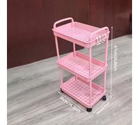 TEMU Carro de Utilidad Rodante de 3 Niveles con Ruedas 360° y Asa - Estante de Almacenamiento de Plástico para Sala, Dormitorio, Baño, Cocina - Ganchos