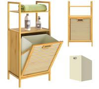 TEMU CASARIA® Juego de 2 Estanterías de baño de Bambú con Cesto para ropa de tela Integrado 40x30x95cm