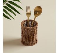 TEMU Cesta de almacenamiento de utensilios de cocina vintage de ratán para palillos, cesta de mesa para cubiertos, para colgar de comidas