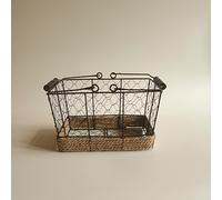 TEMU Cesta de almacenamiento rectangular de alambre estilo , decoración multifuncional de estilo adecuada para comestibles y más, cestas para estantes