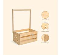 TEMU Cesta de madera para regalos de baby shower, cesta de almacenamiento con asa, cesta de regalo de bienvenida para niños y niñas (Natural)