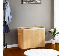 TEMU Cesta de ropa sucia con , cesta de lavandería de bambú, 3 compartimentos, plegable, con bolsa desmontable y lavable, con asa, 170 litros, adecuada para lavandería o dormitorio,