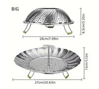 TEMU Cesta Vaporera de Acero Inoxidable para Verduras - 1pc Expandible y Plegable para Olla a Presión, Cesta de Vapor Versátil para Verduras, , Huevos, Tamaño Múltiple Ajustable para Ollas de 5/6/8qt
