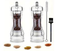 TEMU Chef' Juego de Molinillo Acrílico de Cristal de 2 Piezas - de Cerámica con Ajuste de 32 Posiciones, Tecnología Anti-Óxido | para Lavavajillas y en , para Restaurantes, de Regalo de Navidad