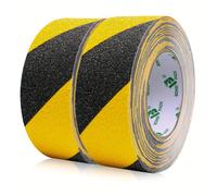 TEMU Cinta Antideslizante Impermeable PACK - Agarre Extra Fuerte para Escaleras, Baños, Piscinas y Oficinas - Cinta de Seguridad Duradera Amarilla y Negra con de de 80 Malla, Rollo de 50mm x 10m