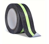 TEMU Cinta antideslizante que en , 118.11 pulgadas x 1.97 pulgadas, agarre de resistencia para escaleras y peldaños, adhesiva para interior/exterior, cinta para peldaños con franjas luminosas verdes