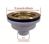 TEMU Colador de fregadero de cocina de acero inoxidable 304, acabado dorado, de drenaje de 4.49 pulgadas con de tornillo de 3.23 pulgadas para desagüe de fregadero estándar G1 1/2"