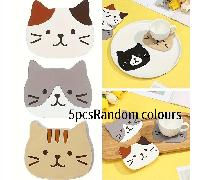 TEMU Colección de 5 posavasos de silicona con gatos de dibujos animados - Tapetes resistentes al para bebidas, utensilios de cocina y decoración del hogar