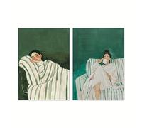 TEMU Colección de dos abstractas 2D, ideal para decoración de paredes minimalista. para amantes del café, esta obra de arte grande mejora el de estar, cafeterías, bares y oficinas.
