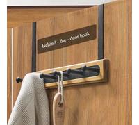 TEMU Colgador de gancho para colgar sobre , perchero de madera de bambú, colgador para dormitorio sin clavos para la parte trasera de , estante de pared sin rastros, gancho para abrigos y sombreros