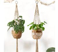 TEMU Colgadores de Planta Macramé para Interior Cesta Colgante Portamacetas Decorativa de para Decoración del Hogar en Interiores y Exteriores, Marrón