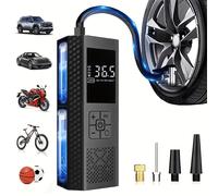 TEMU Compresor de aire portátil de 150 PSI con manómetro de presión de neumáticos y pantalla LED - Inflador de neumáticos inteligente inalámbrico de un 3 veces más rápido, USB, batería recargable