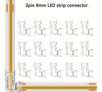 TEMU Conectores LED de tira COB de 8 mm transparentes de 2 pines, conectores de esquina de L sin espacios, adaptadores de extensión sin soldadura para luces de tira LED COB, proyecto de iluminación