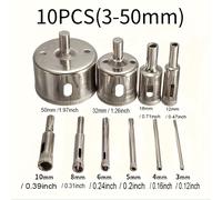 TEMU Conjunto de 10 piezas de Broca para Taladro con Recubrimiento de Diamante de 3mm-50mm para Azulejos, Mármol, Vidrio y Cerámica