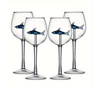 TEMU Conjunto de 2/4 piezas, 300 ml/10.1 oz, Transparente con Forma de Tiburón, Creativa para Champán/Vaso Tumbler para el Hogar, , de Champán, de Cóctel