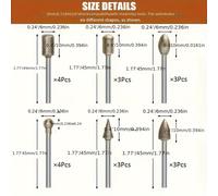 TEMU Conjunto de 20 piezas de Brocas para Diamante, Accesorios para Herramientas Rotativas Juego de Tallado en Piedra con Vástago de 1/8 para Cerámica y Vidrio, Taladro, , Tallado, Lijado