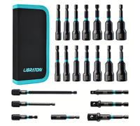 TEMU Conjunto de 21 piezas de LIBRATON, con tornillos magnéticos, conjunto de brocas para taladro de impacto, tornillos métricos y SAE, adaptadores de llave de impacto, soporte de brocas.