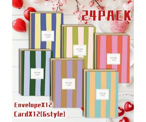 TEMU Conjunto de 24 piezas con Sobre, Texto de Rayas , Tarjeta de Agradecimiento, Regalo para , , , Hermanas,