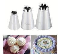 TEMU Conjunto de 3 boquillas para decoración de pasteles y galletas, puntas de acero inoxidable sin costuras