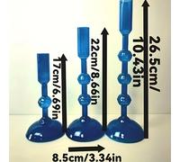 TEMU Conjunto de 3 Piezas de Portavelas de Vidrio Azul, Base de Portavelas, Portavelas de Vidrio, Diámetro de 2.5cm, Decoración del Hogar, , Fiesta, Uso en Festivales