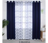 TEMU Conjunto de 4 piezas de Cortinas - 2 piezas de Cortinas Transparentes con Estampado Marroquí y 2 piezas de Cortinas Opacas para Dormitorio, , Cortinas con Ojales para Decoración del Hogar