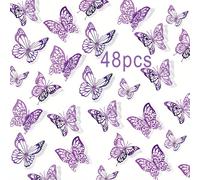 TEMU Conjunto de 48 Pegatinas de Pared de Mariposas 3D - Removibles y Reutilizables, Diseño de Fantasía para Dormitorio, Aula, Fiestas, y Regalos DIY