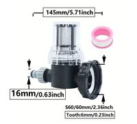 TEMU Conjunto de Accesorios para de Agua IBC S60, Conector de Tubo de Agua con de 16mm y Adaptador de Grifo para Riego por Manguera en Jardín Exterior
