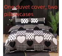 TEMU Conjunto de nórdica de 3 piezas con diseño único de cuadros negros con corazones, fuerte , y romántico. (1 nórdica y 2 fundas de almohada). No relleno de almohada ni edredón.