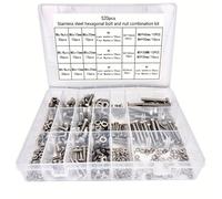TEMU Conjunto de pernos y tuercas de cabeza hexagonal de acero inoxidable, 520 piezas - tornillos para máquina de completa M3/M4/M5/M6 con kit de arandelas , de resistencia.