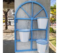 TEMU Conjunto de Ventana de Hierro con Macetero - Estante en la Pared Resistente al Óxido, Soporte Decorativo para Interior/Exterior para Jardín/, y Paquete de Plantas