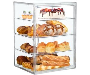TEMU Contenedor de Almacenamiento de Pan Ajustable de 4 Capas | Acrílica Grande para Encimera de Cocina, Cierre con Abatible, Hermético, Vitrina Transparente para Bagel, Magdalenas - ZENNORIA
