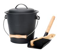 TEMU Contenedor de cenizas de metal de 1.5 galones con , pala y escoba - Ideal para chimeneas y estufas de leña, para regalar en Navidad