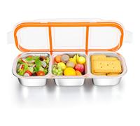 TEMU Contenedor de Snacks de Acero Inoxidable, de Condimentos Reutilizable con , Vasos de Salsa de 3 Compartimentos, Contenedor de Almacenamiento de Alimentos Dividido para , Hogar, Viajes 1pc