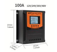 TEMU Controlador de carga solar - Regulador de batería con pantalla LCD de 60A/80A/100A, regulador inteligente de panel solar de 12/24/36/48V con puerto de carga USB para plomo-ácido/litio