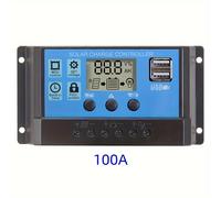 TEMU Controlador de carga solar, regulador de panel solar 12V/24V con pantalla LCD ajustable y puerto USB, 10A 20A 30A 40A 50A 60A 70A 80A 90A 100A