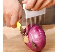 TEMU Cortador de Cebolla y de Carne de Acero Inoxidable Versátil - Ideal para Verduras, Papas, Tomates y Limones - Herramienta de Cocina con Mango Ergonómico, Soporte y Función de Corte, Gadget