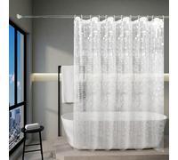TEMU Cortina de Ducha Minimalista Impermeable PEVA - Mosaico Geométrico, Material Semi-Transparente Flexible, 12 Ojales & Diseño Antidesgarro de Capa para Decoración del Baño, Elegante y Duradera