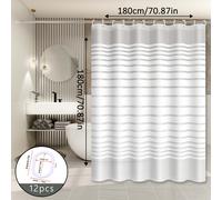 TEMU Cortina de Ducha Minimalista y con Rayas - Panel de Baño de Calidad y Resistente con Ojales, Diseñado para de Bañera, Compatible con los Estilos de Decoración (Rayas Verticales)