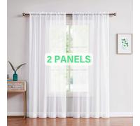 TEMU Cortinas Translúcidas Blancas Juego de 2 Paneles, Bolsillo para Barra, para Sala y Dormitorio, 2 Piezas