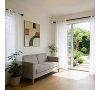 TEMU Cortinas translúcidas con de lino , con ojales en la parte superior, visillos ligeros para dormitorio, , 1 panel