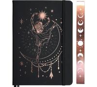 TEMU Cuaderno A5 de con puntos - Papel de 120Gsm - 160 páginas de cuadrícula de puntos 5X5 MM - Cubierta de cuero PU sintético color negro - dorado rosa y