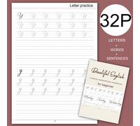 TEMU Cuaderno de Caligrafía para Adultos: Guía para Principiantes de a y Escritura con Hojas de Práctica de Alfabeto, y Frases | 32 Páginas de Calcar y Aprender