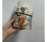 TEMU Cuaderno de de Cuero Premium 80 Hojas con Cordón, Regalo Ideal de Graduación para Universitarias, con Diseño de Mujer, Auriculares, Multitud, Interior