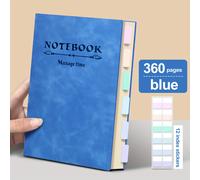 TEMU Cuaderno de negocios A5 de cuero artificial súper , cuaderno retro fácil para reuniones de negocios, diario universitario, delgado de 120 páginas, de 360 páginas, con 12 pegatinas