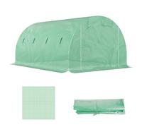 TEMU Cubierta de de invernadero de reemplazo Outsunny ², 4 X 3 X 2 M PE Anti-UV Impermeable 8 Ventanas + Puerta con cremallera para enrollar Verde