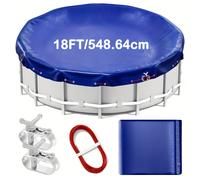 TEMU Cubierta de Piscina Redonda de 18 Pies para Piscinas Sobre - Extra Gruesa, Impermeable y Antipolvo con Cabrestante Seguro y Cable - Contra Hojas, Lluvia y Nieve