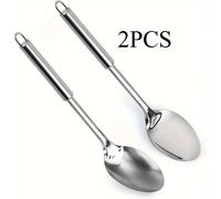 TEMU Cuchara de Cocina de Acero Inoxidable, Filtro Grande Plateado, Espátula para Mezclar, Sazonar y Servir en Cocinas y Restaurante