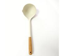 TEMU Cuchara de silicona con mango de madera - Cuchara grande y profunda, ideal para sopa y congee, resistente a altas temperaturas, antiadherente, y , para uso familiar y en restaurantes